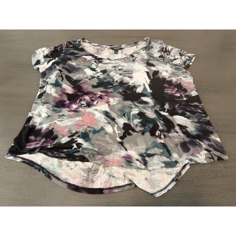 colorful v neck SIMPLY VERA plus size tee shirt 1X